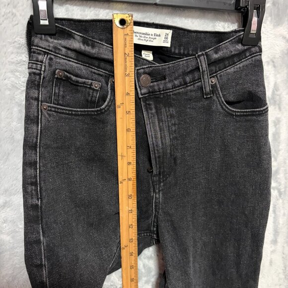 Abercrombie & Fitch The 90's Straight Ultra High Rise Black Jeans Womens 24/00 - Picture 9 of 12